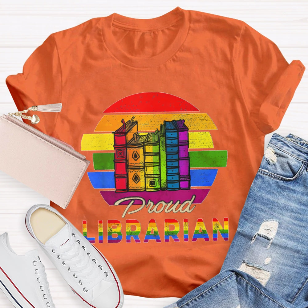 Colorful Gradient Letters Librarian T-shirt