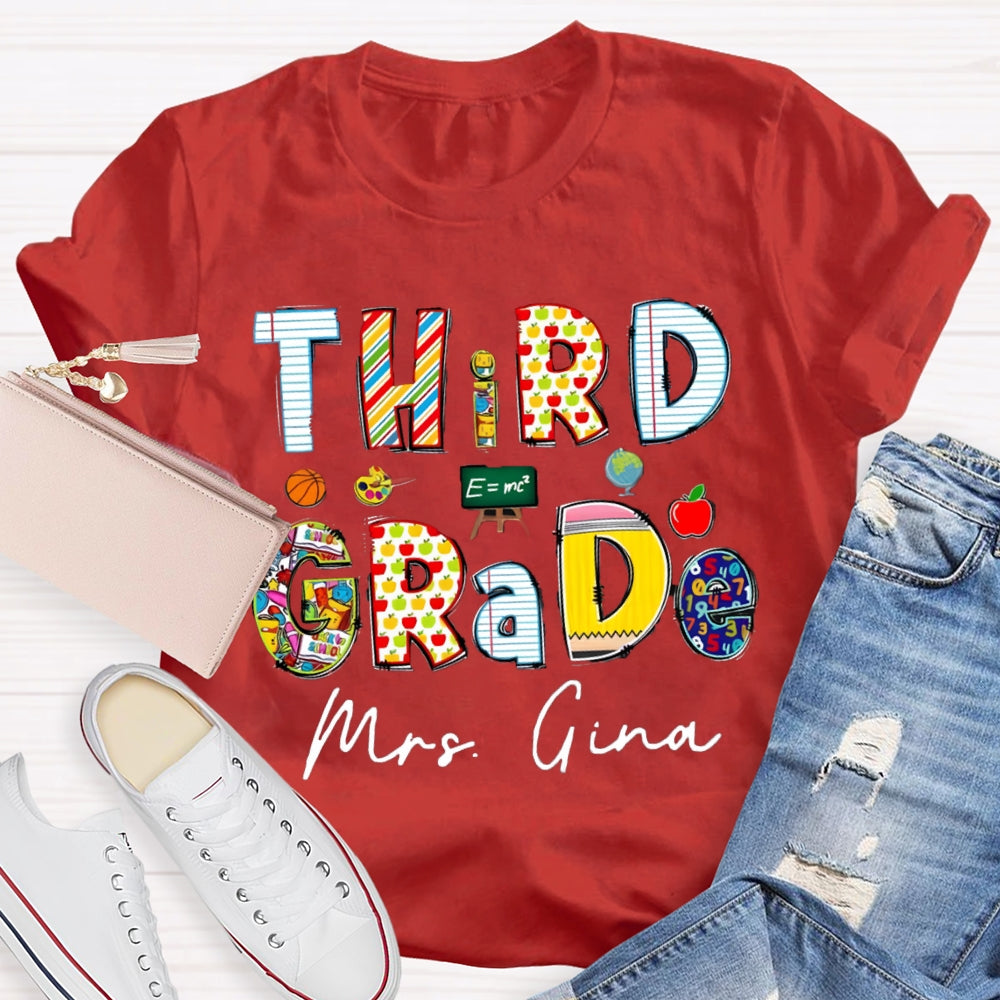 Personalized Grade And Name Teaching Aids T-Shirt