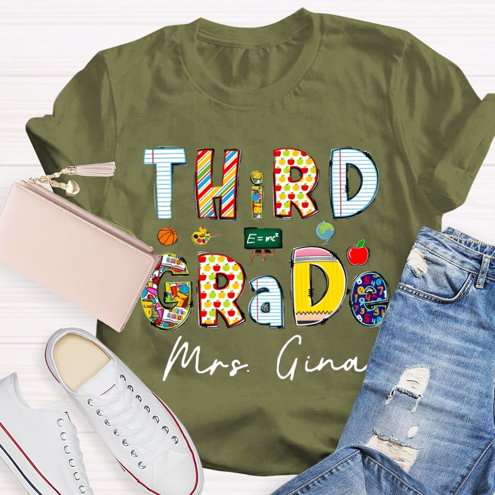 Personalized Grade And Name Teaching Aids T-Shirt