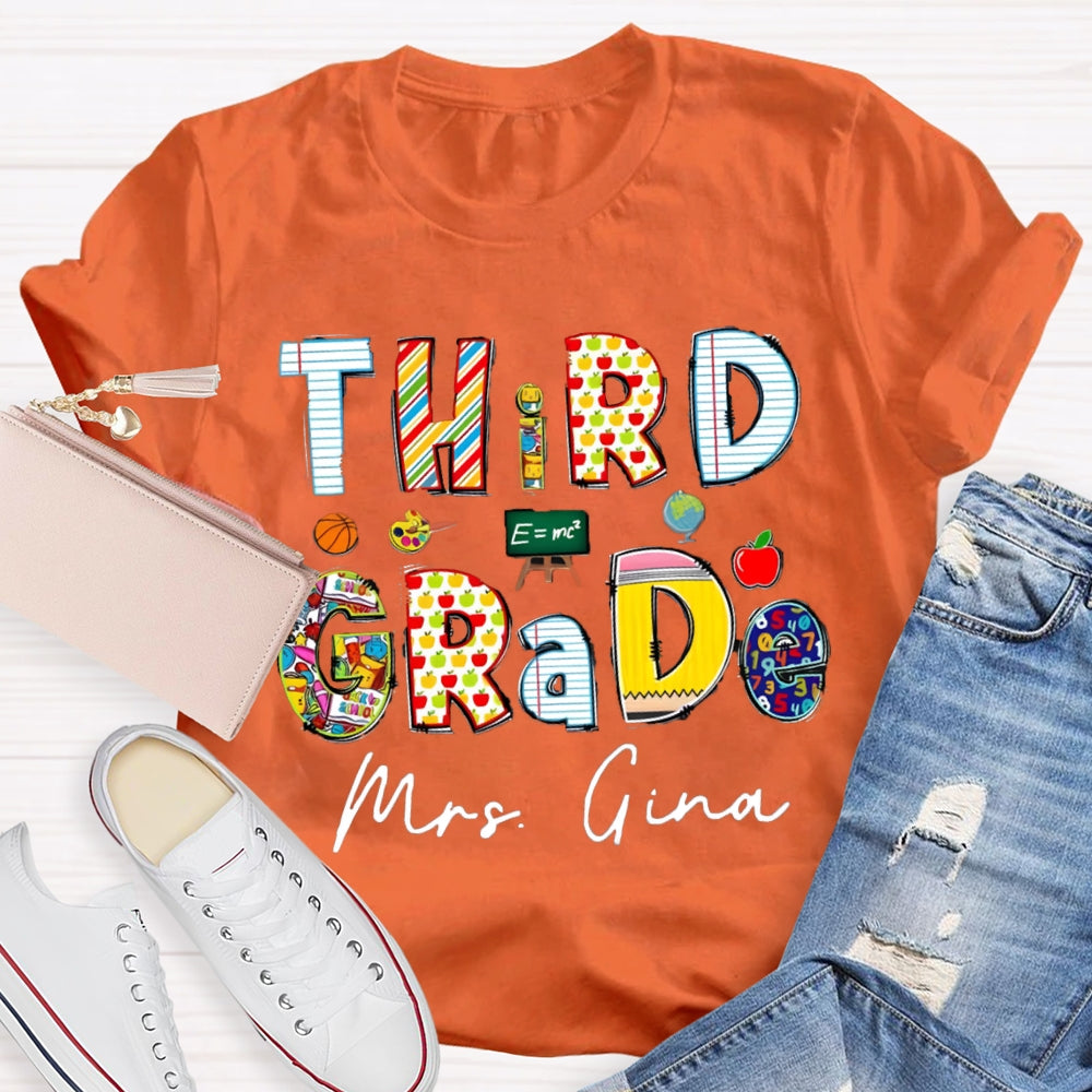 Personalized Grade And Name Teaching Aids T-Shirt