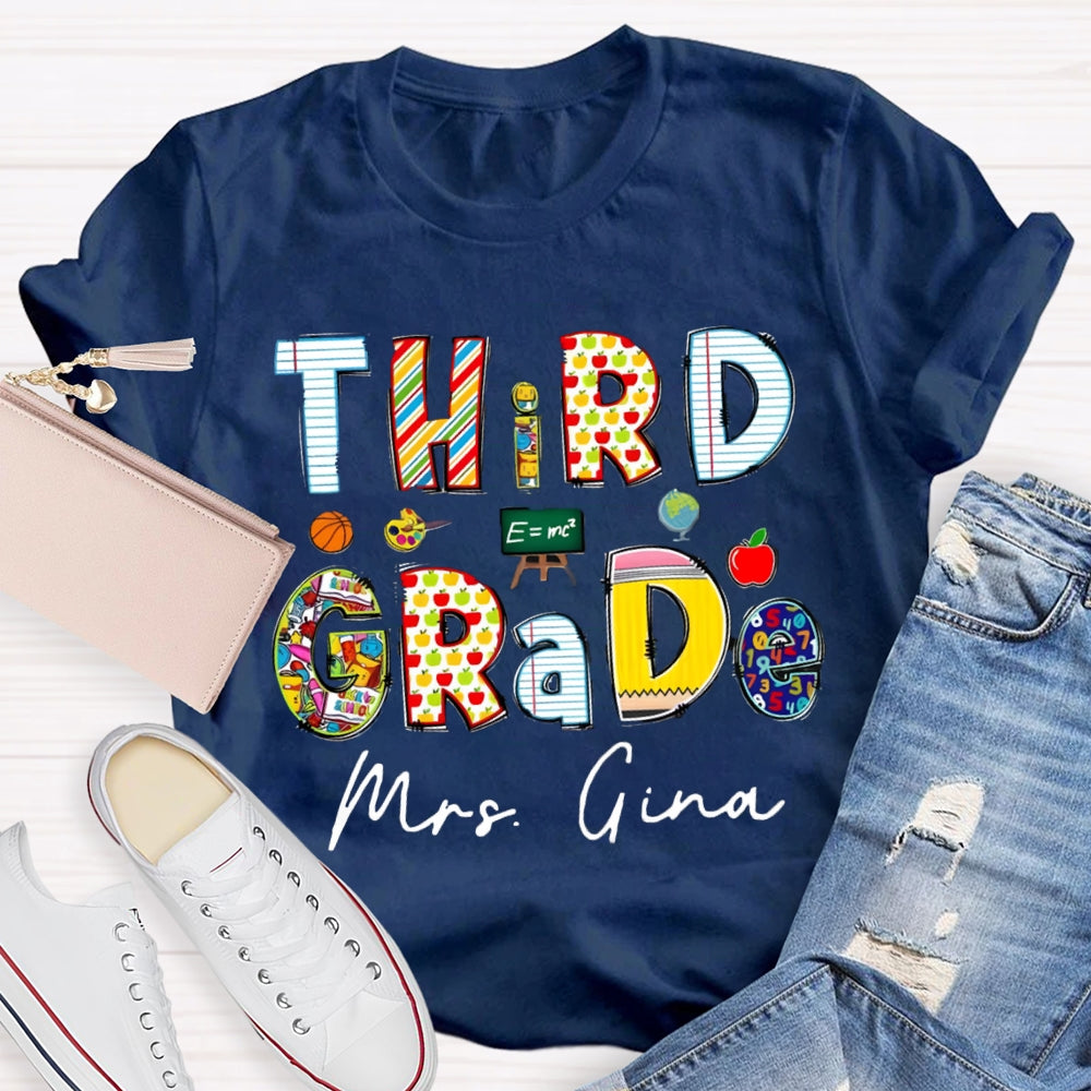 Personalized Grade And Name Teaching Aids T-Shirt
