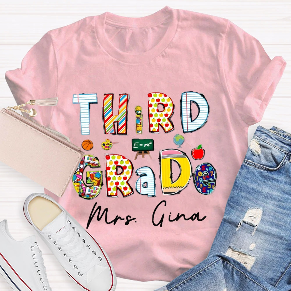 Personalized Grade And Name Teaching Aids T-Shirt