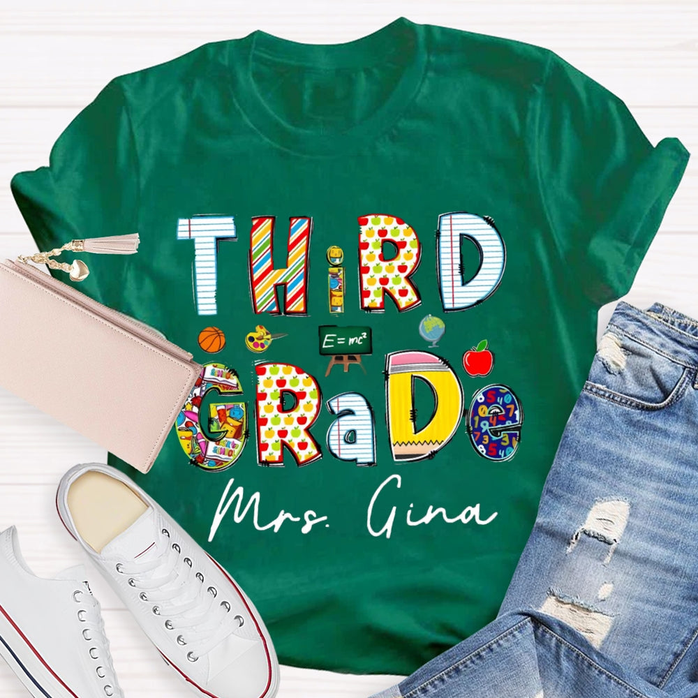 Personalized Grade And Name Teaching Aids T-Shirt