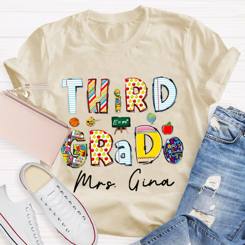 Personalized Grade And Name Teaching Aids T-Shirt