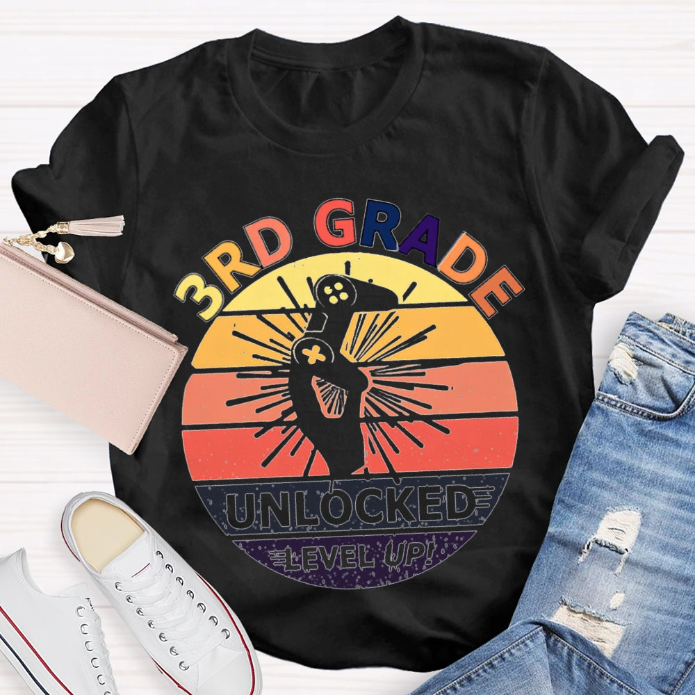 Personalized 3rd Grade Unlockede Level Up Teacher Shirt