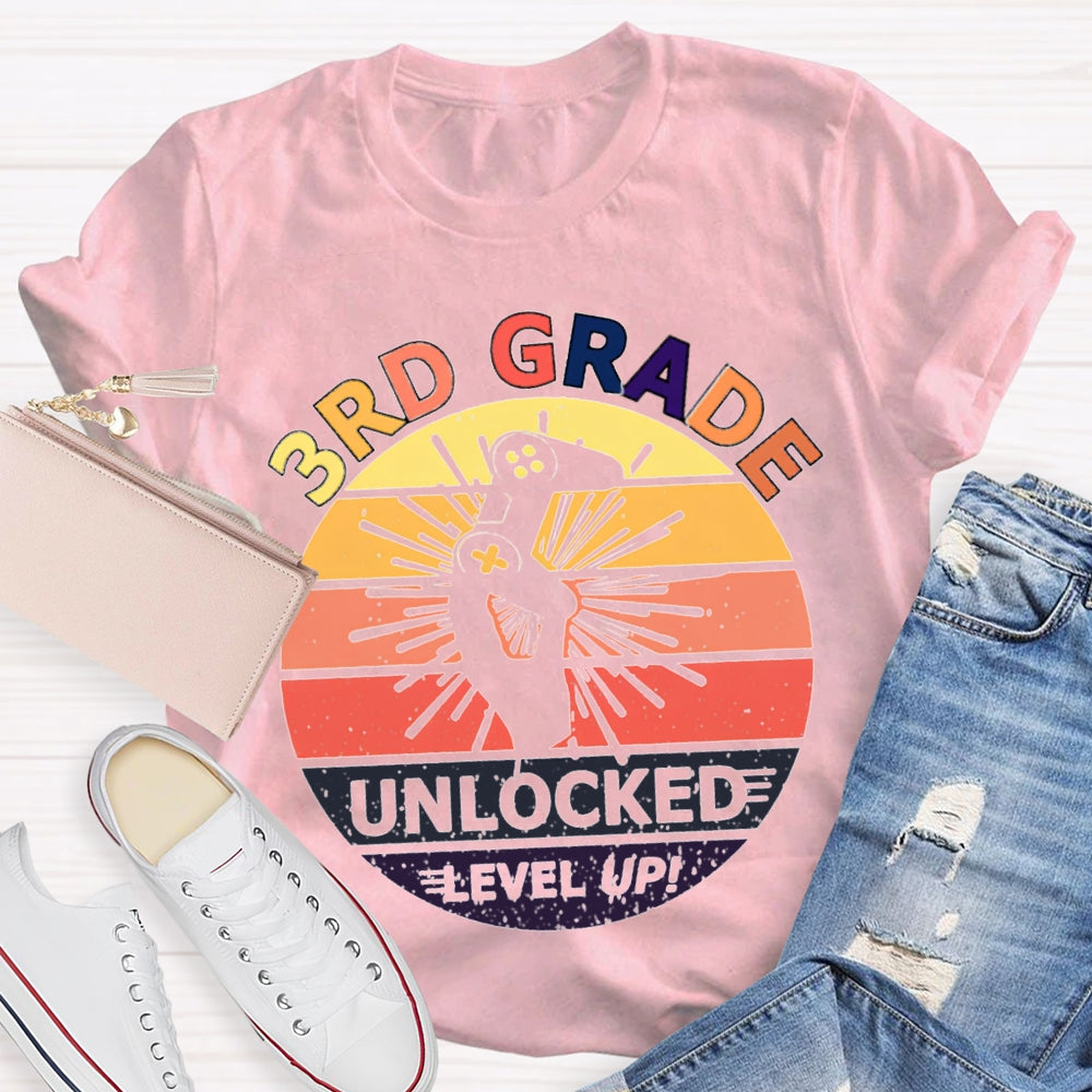 Personalized 3rd Grade Unlockede Level Up Teacher Shirt