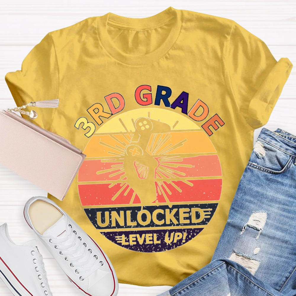 Personalized 3rd Grade Unlockede Level Up Teacher Shirt