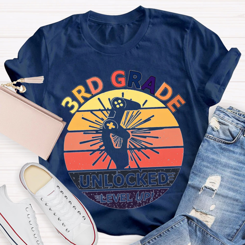 Personalized 3rd Grade Unlockede Level Up Teacher Shirt
