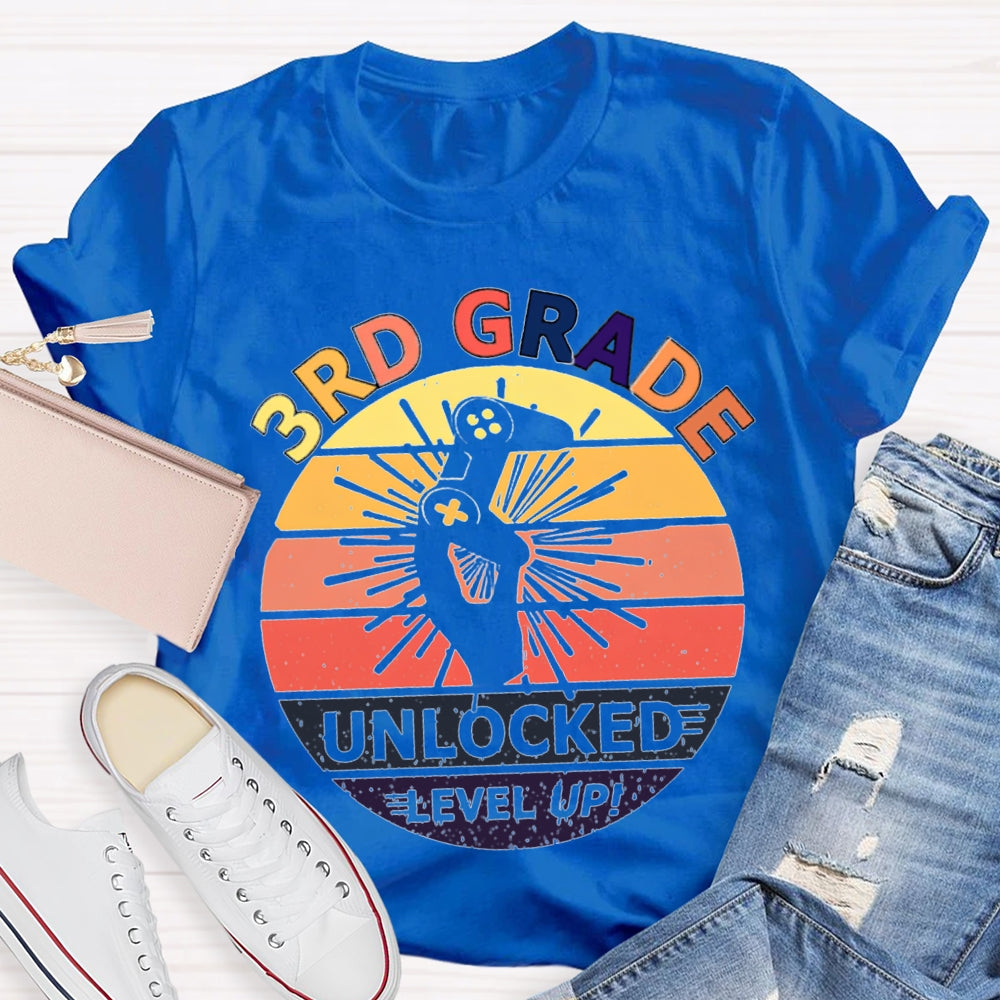Personalized 3rd Grade Unlockede Level Up Teacher Shirt