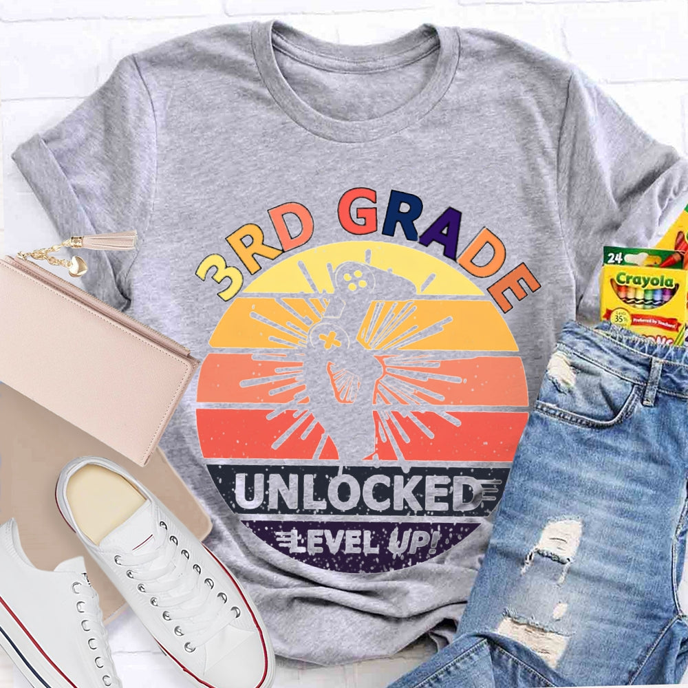 Personalized 3rd Grade Unlockede Level Up Teacher Shirt