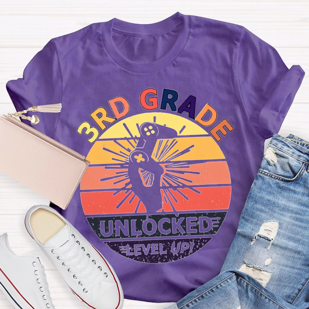 Personalized 3rd Grade Unlockede Level Up Teacher Shirt