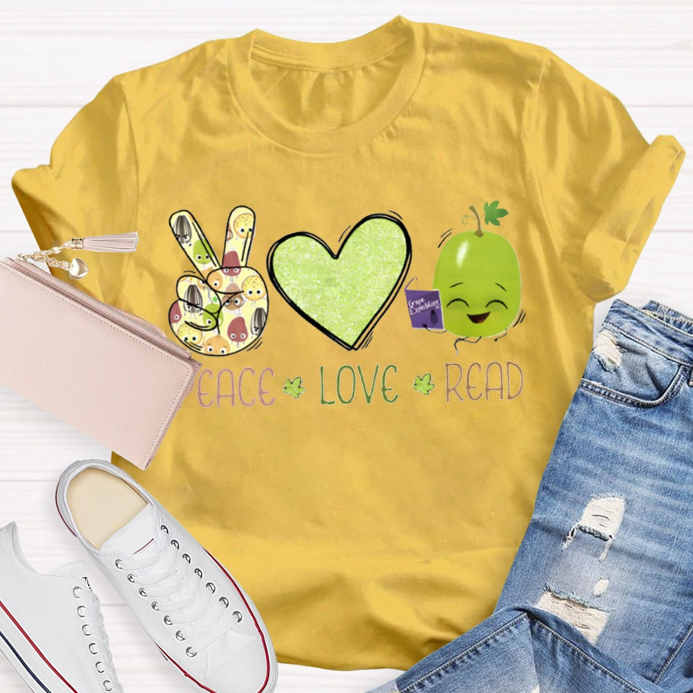 Peace Love Read Teacher T-Shirt