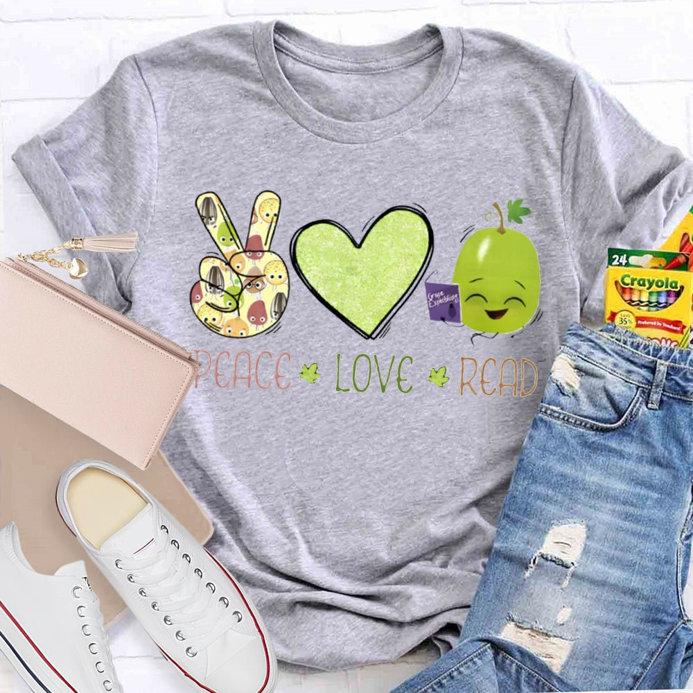 Peace Love Read Teacher T-Shirt