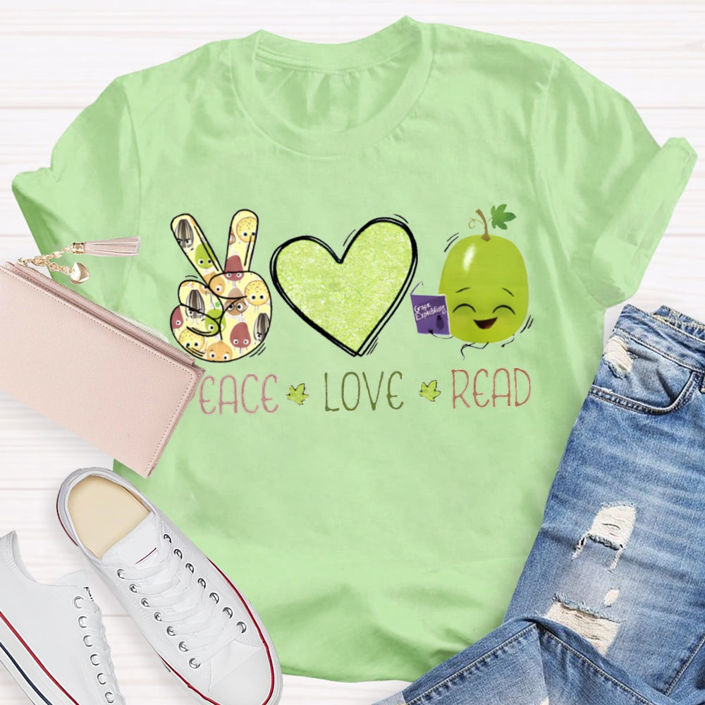 Peace Love Read Teacher T-Shirt