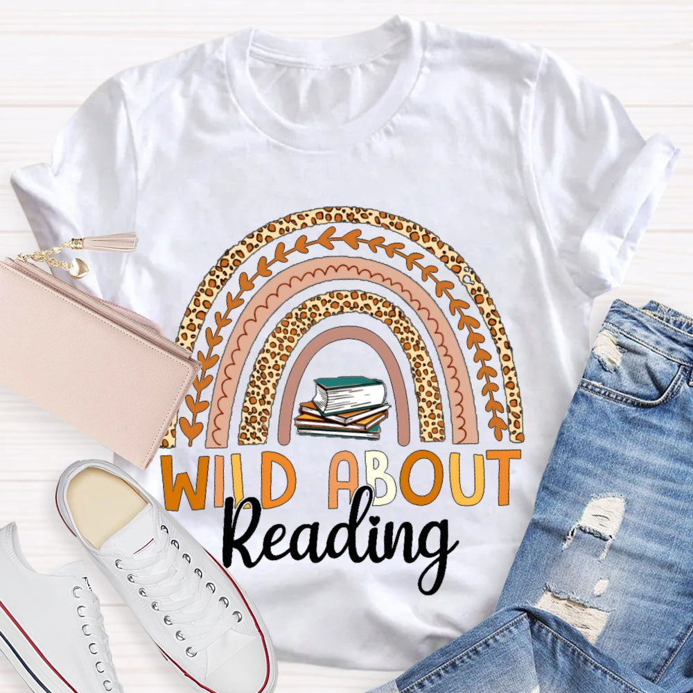 Wild About Reading Leopard Curve Print T-shirt