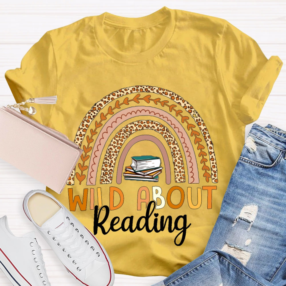 Wild About Reading Leopard Curve Print T-shirt