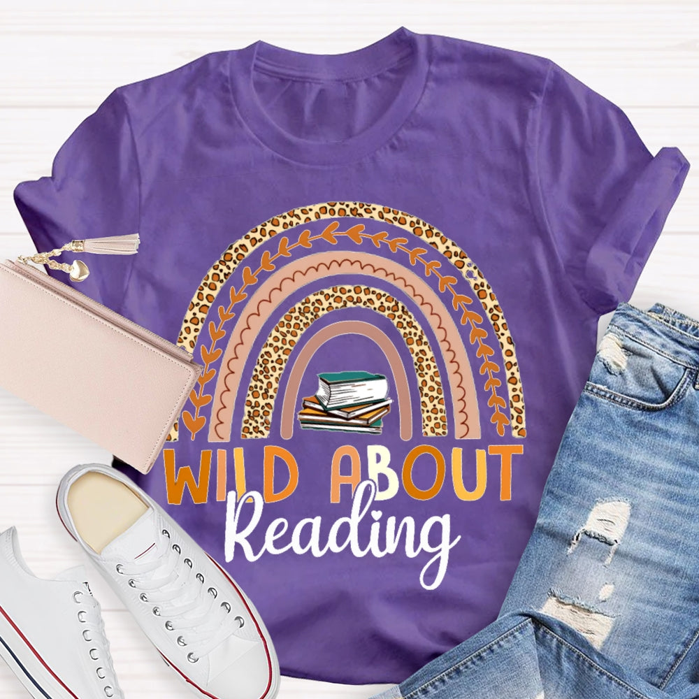 Wild About Reading Leopard Curve Print T-shirt