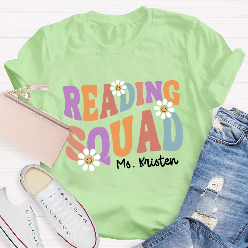 Personalized Name Reading Squad Flowers T-shirt