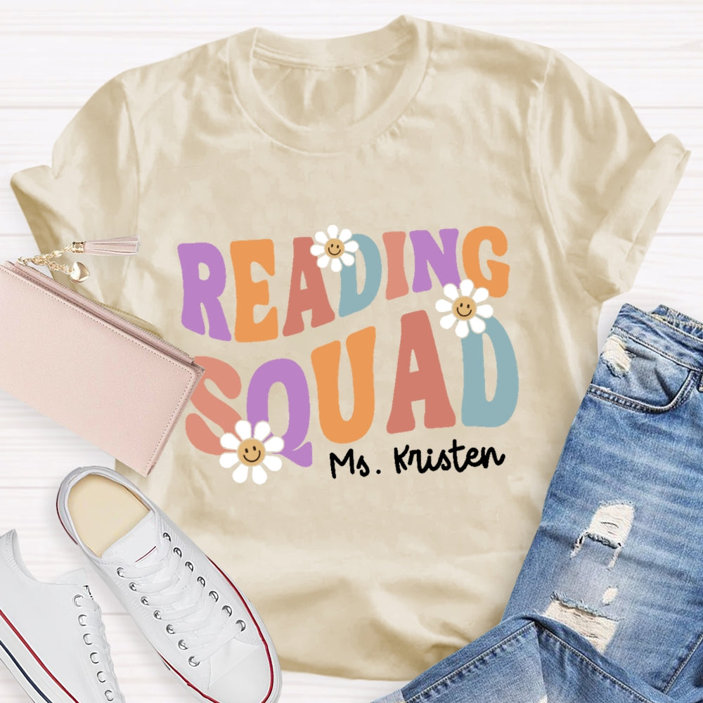 Personalized Name Reading Squad Flowers T-shirt