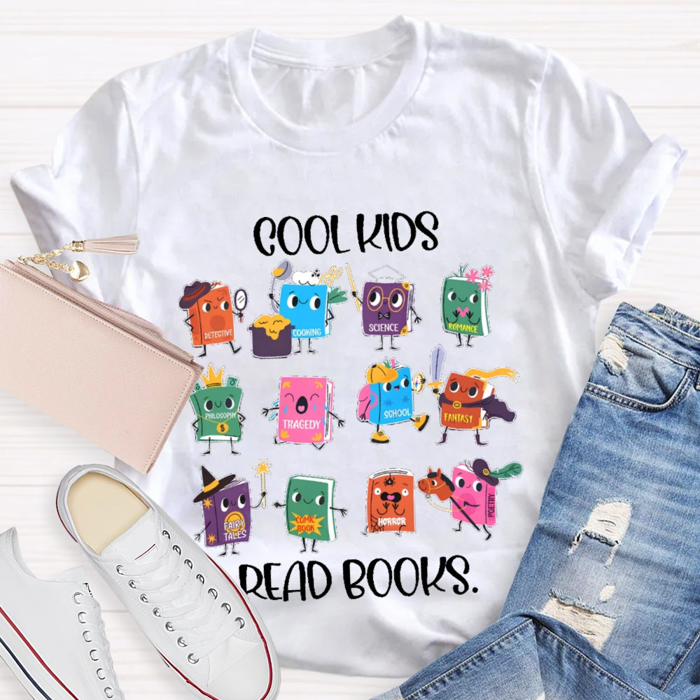 Cool Kids Read Books Cartoon Book T-shirt