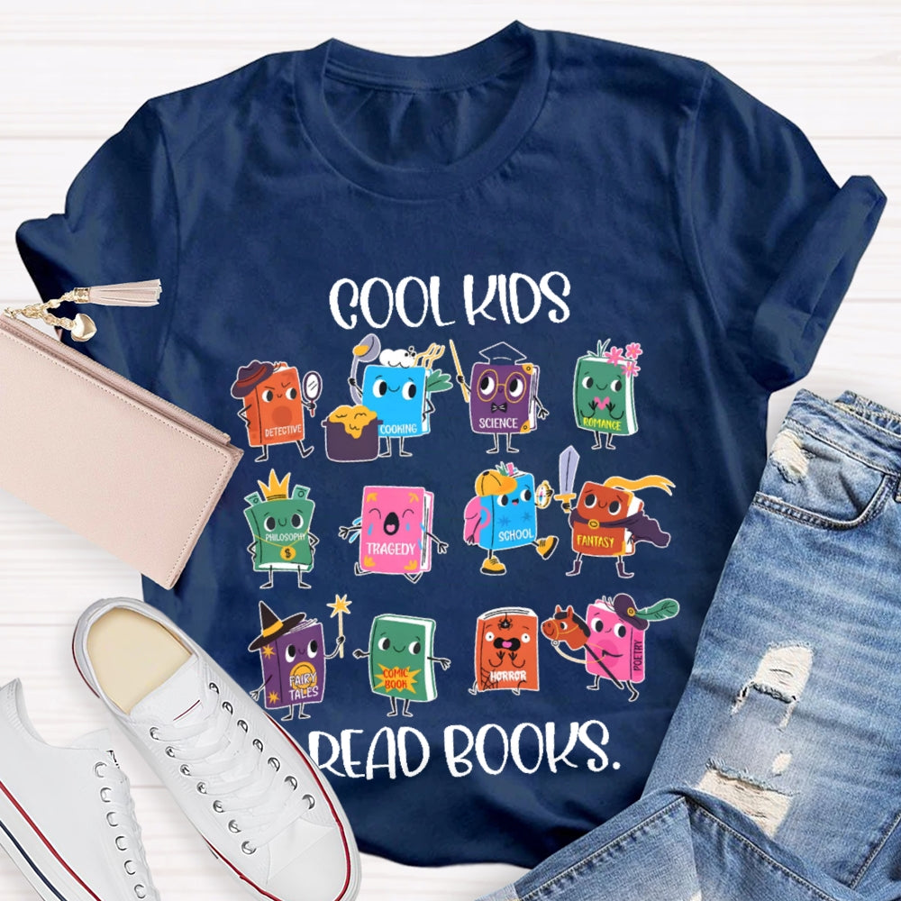Cool Kids Read Books Cartoon Book T-shirt