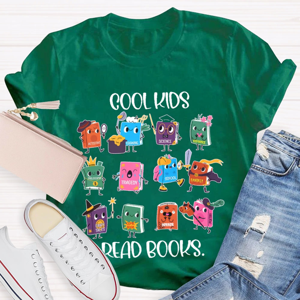 Cool Kids Read Books Cartoon Book T-shirt