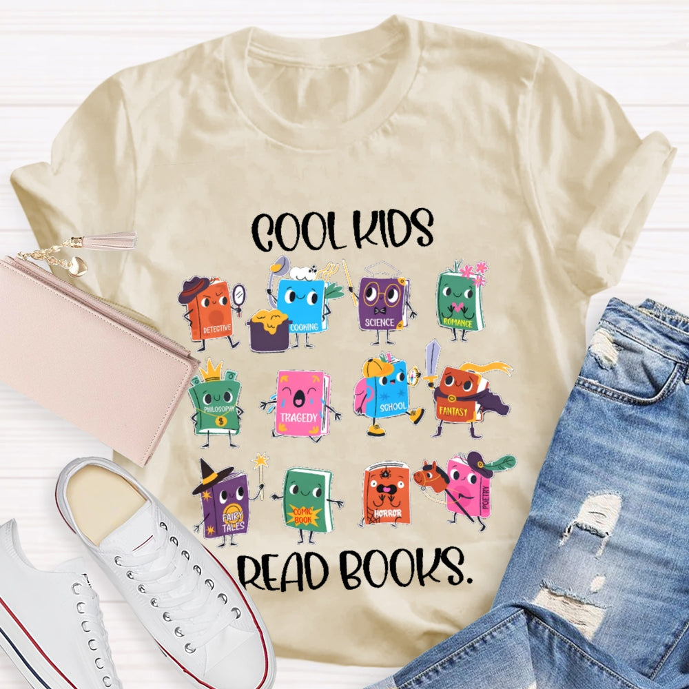 Cool Kids Read Books Cartoon Book T-shirt