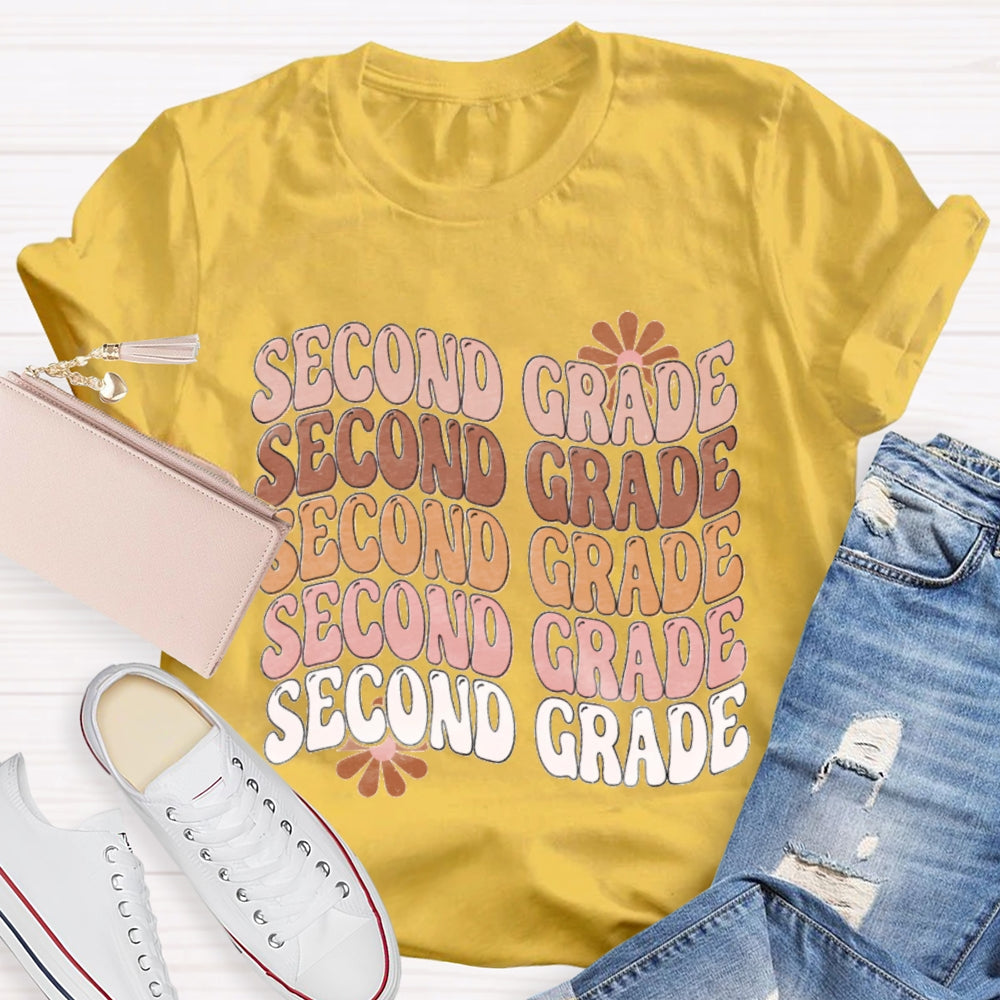 Personalized Grade Second Grade Multiple Letters T-shirt