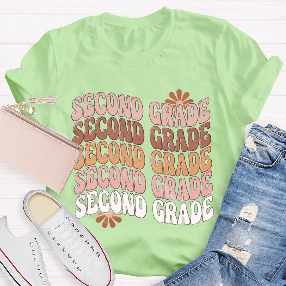 Personalized Grade Second Grade Multiple Letters T-shirt