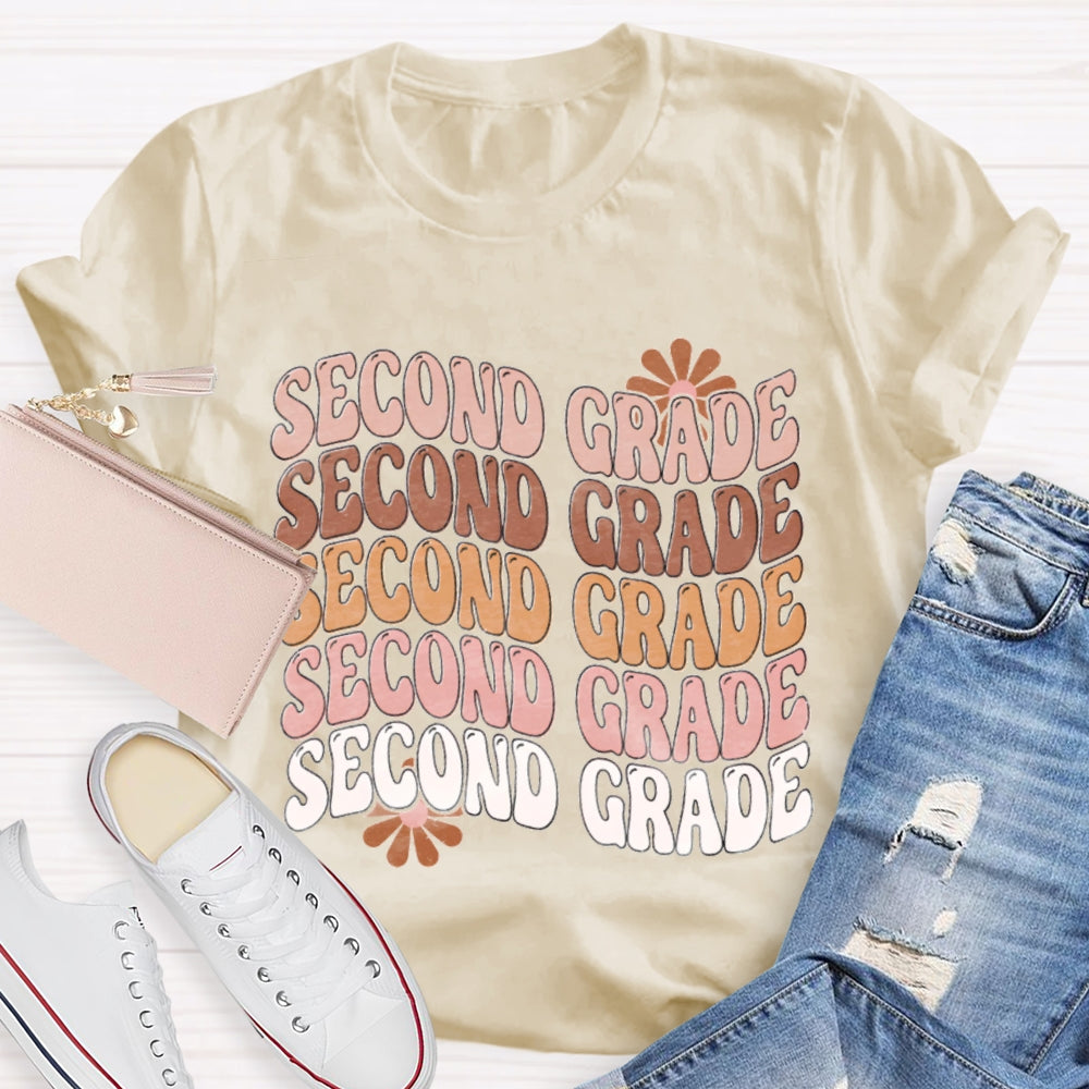 Personalized Grade Second Grade Multiple Letters T-shirt