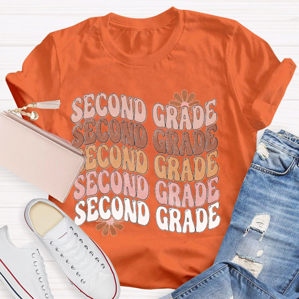Personalized Grade Second Grade Multiple Letters T-shirt