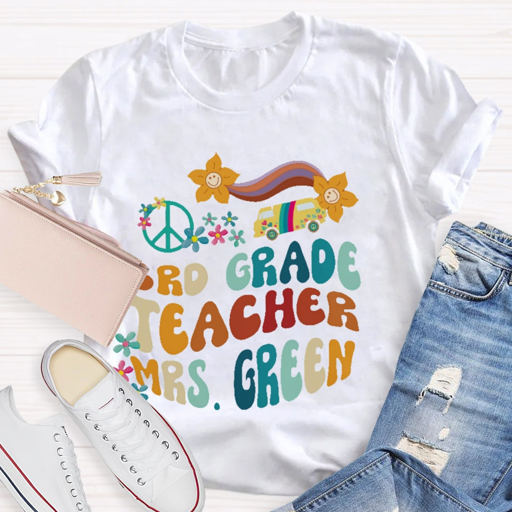 Personalized Name And Grade 3rd Grade Teacher Letters T-shirt