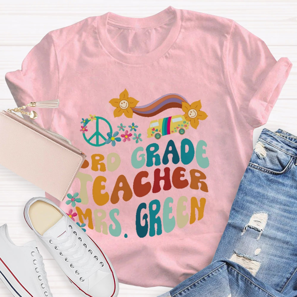 Personalized Name And Grade 3rd Grade Teacher Letters T-shirt