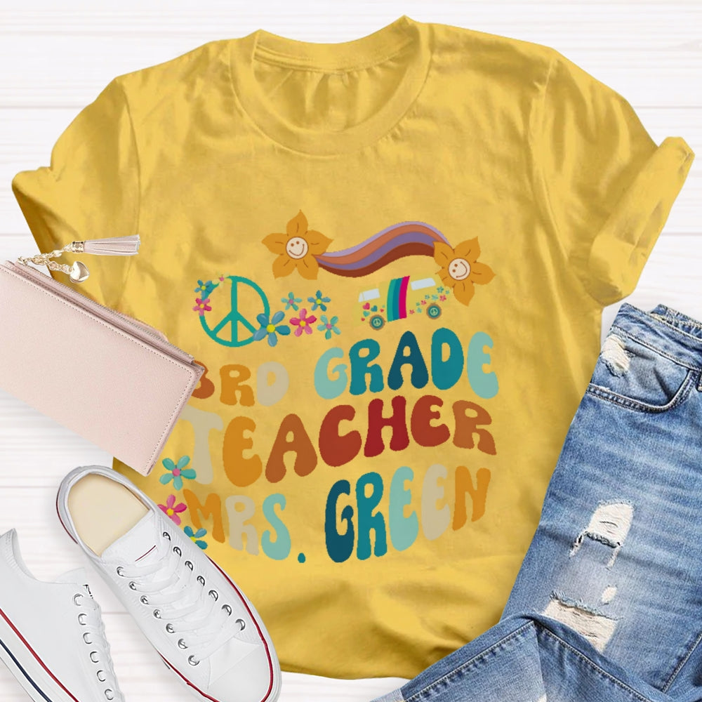 Personalized Name And Grade 3rd Grade Teacher Letters T-shirt