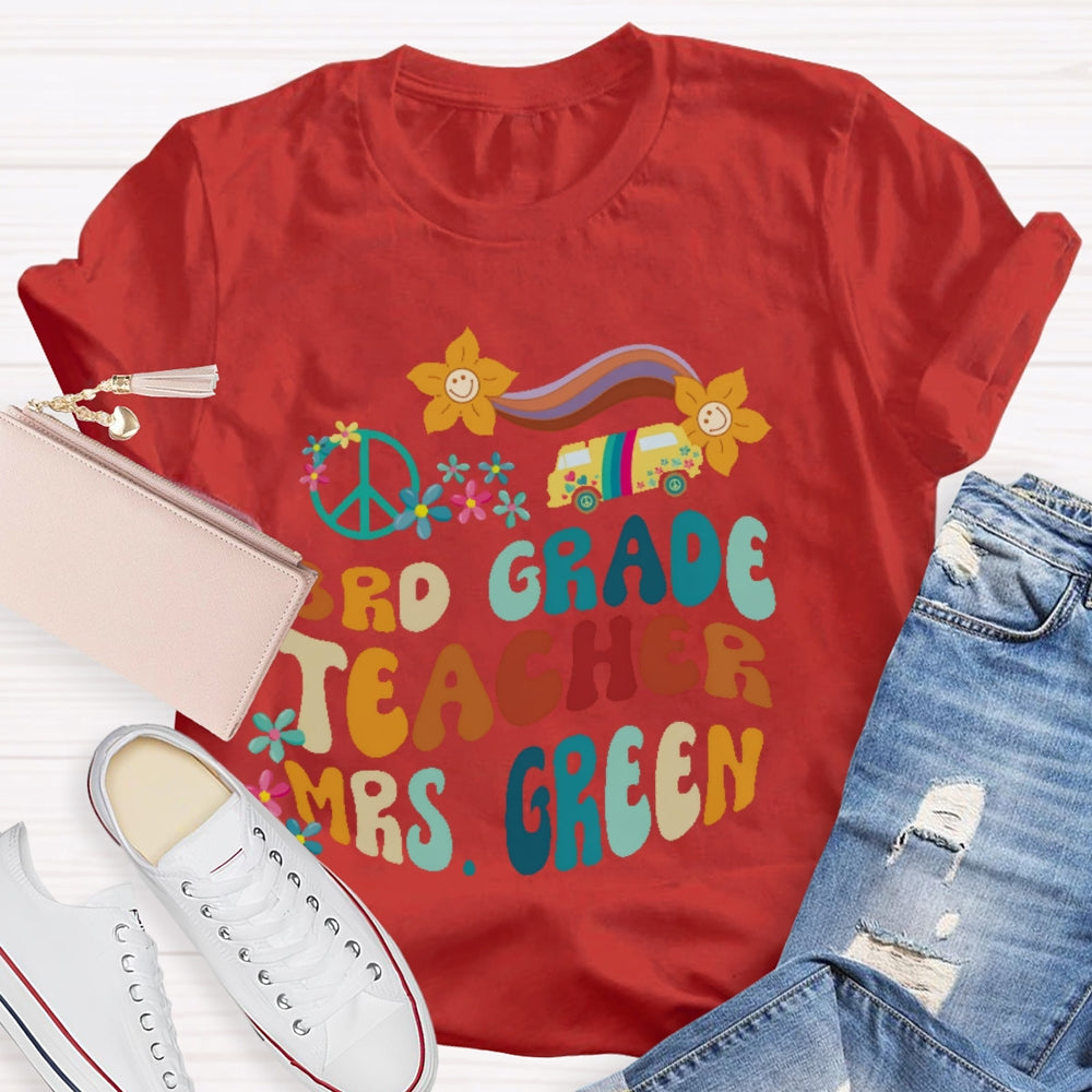 Personalized Name And Grade 3rd Grade Teacher Letters T-shirt