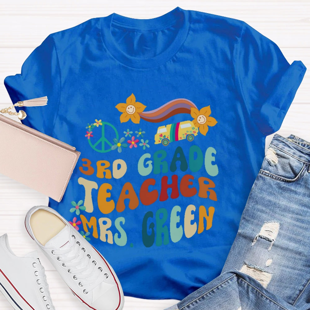 Personalized Name And Grade 3rd Grade Teacher Letters T-shirt