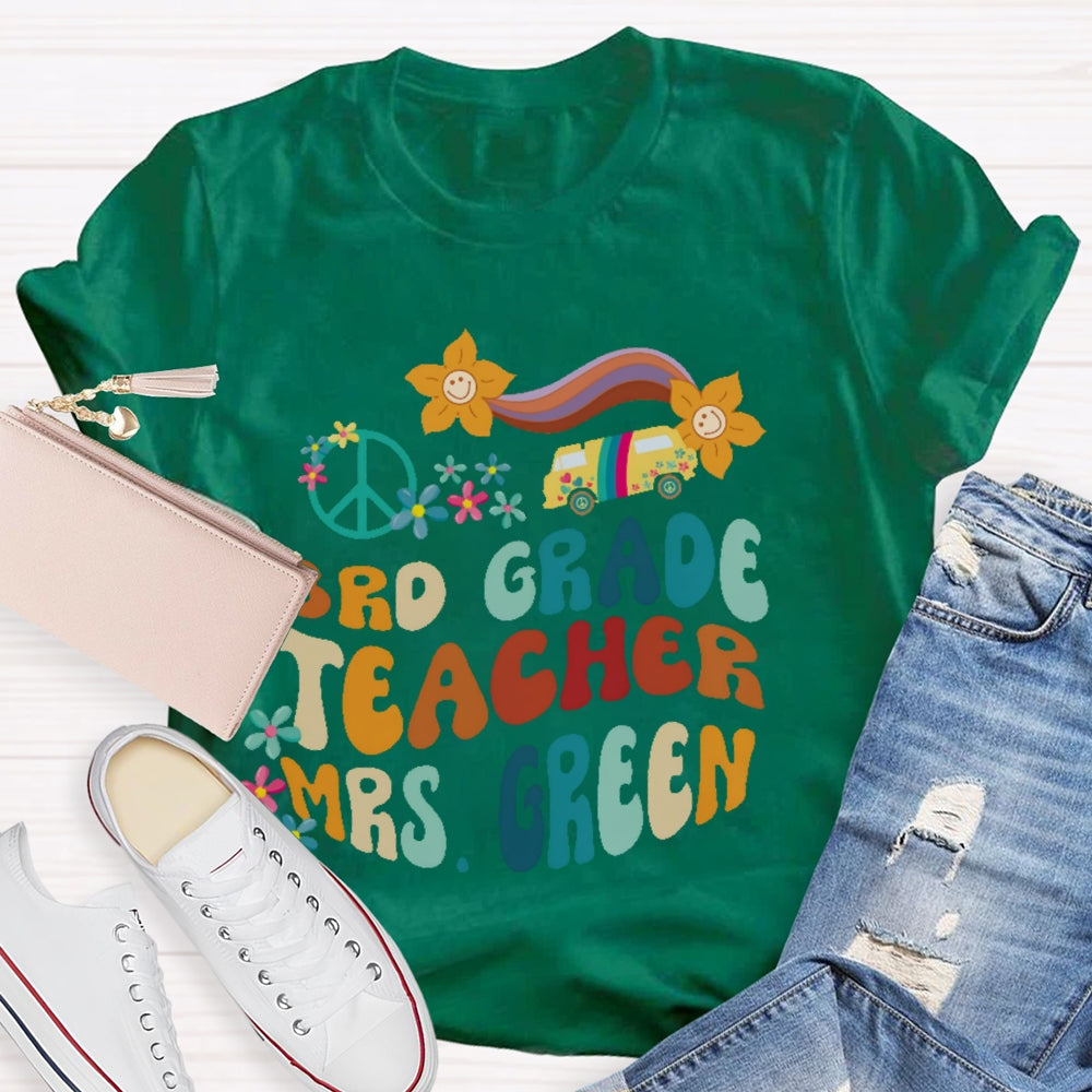 Personalized Name And Grade 3rd Grade Teacher Letters T-shirt