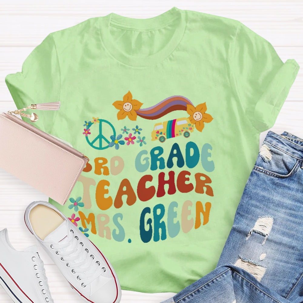 Personalized Name And Grade 3rd Grade Teacher Letters T-shirt