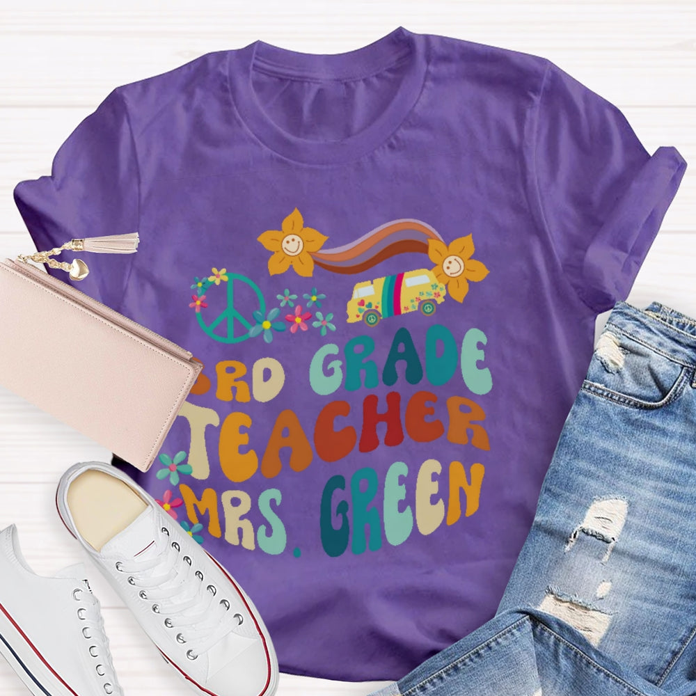 Personalized Name And Grade 3rd Grade Teacher Letters T-shirt