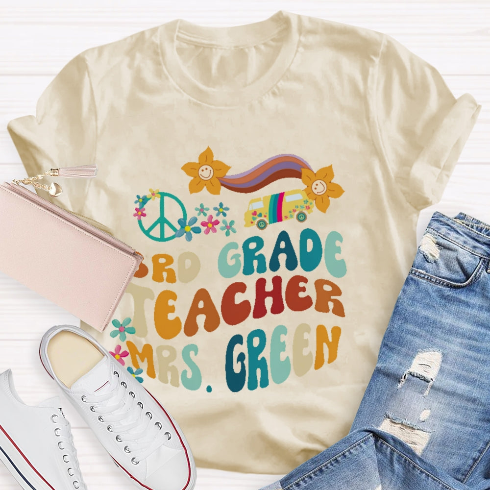 Personalized Name And Grade 3rd Grade Teacher Letters T-shirt
