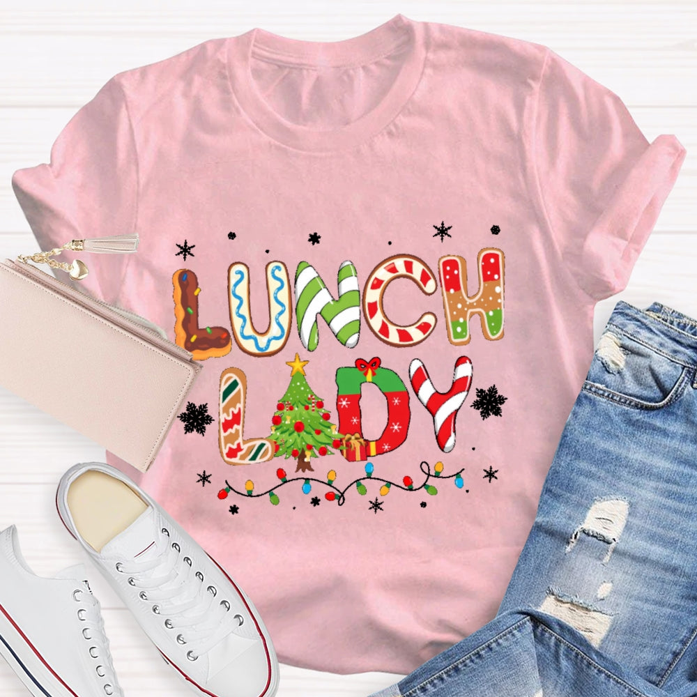 Lunch Lady Christmas Element Pattern T-shirt
