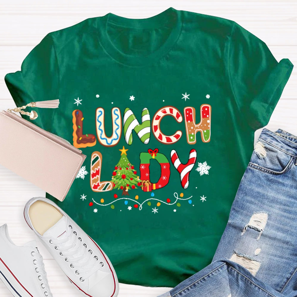 Lunch Lady Christmas Element Pattern T-shirt