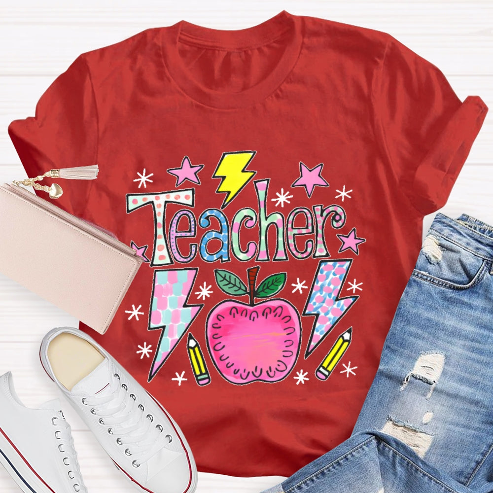 Teacher Cartoon Pattern T-shirt