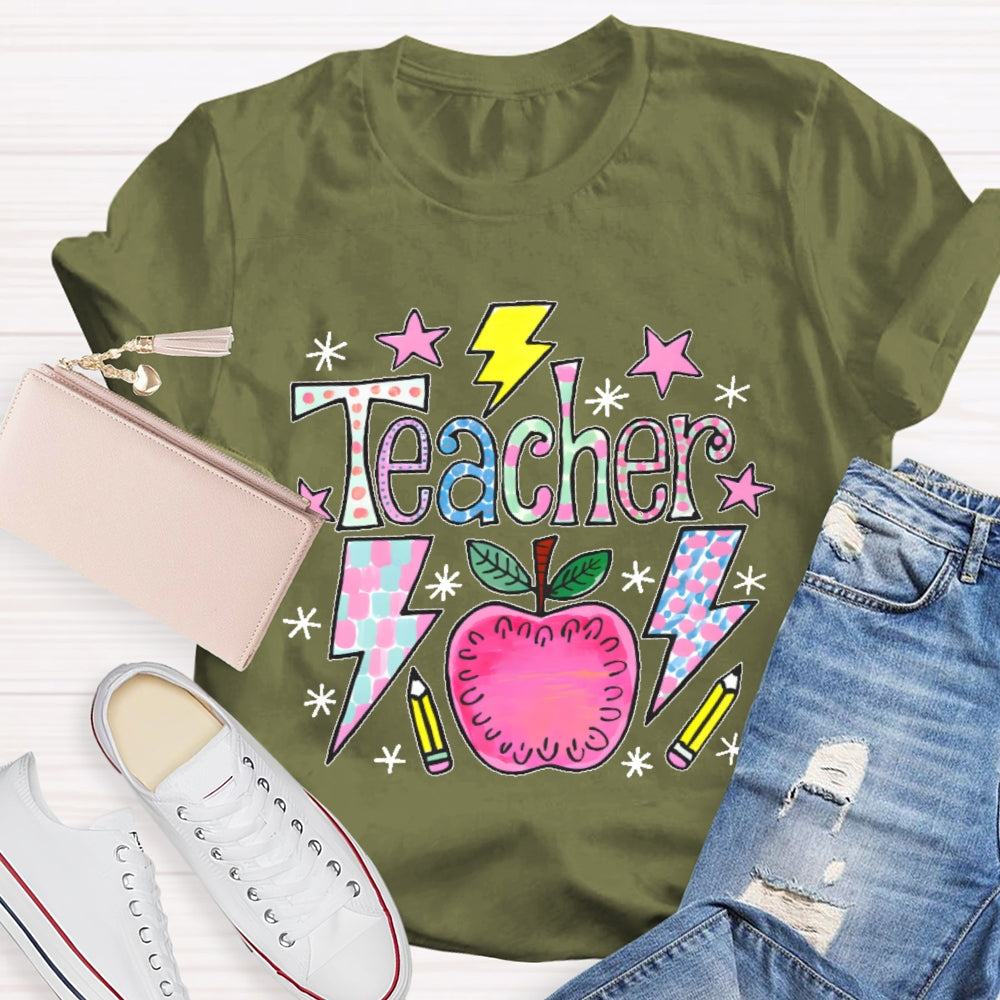 Teacher Cartoon Pattern T-shirt
