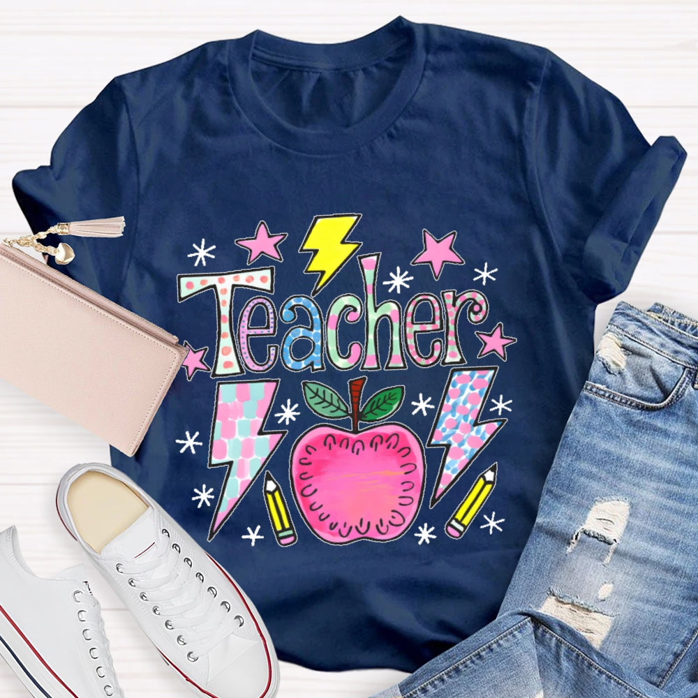 Teacher Cartoon Pattern T-shirt