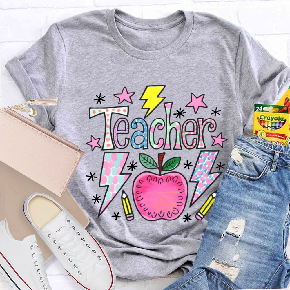 Teacher Cartoon Pattern T-shirt