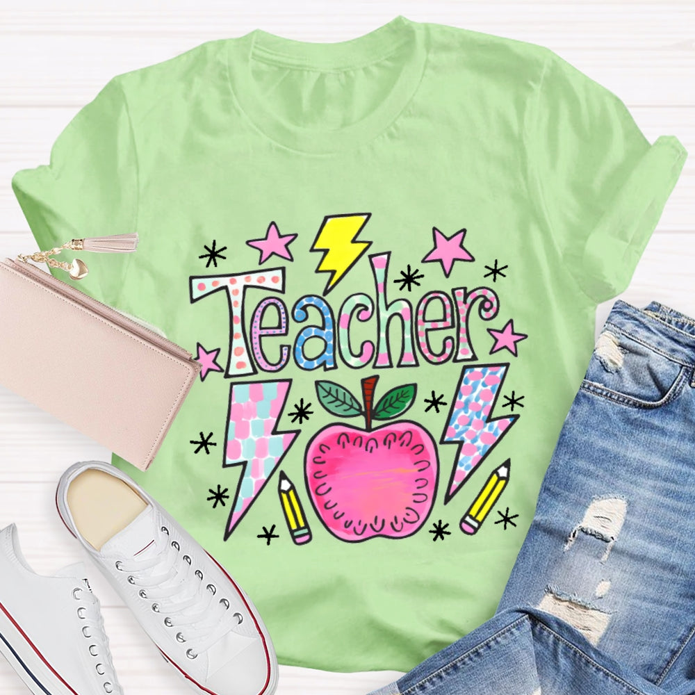 Teacher Cartoon Pattern T-shirt