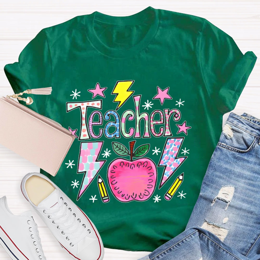 Teacher Cartoon Pattern T-shirt