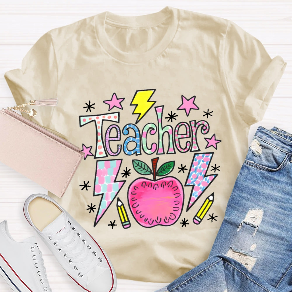 Teacher Cartoon Pattern T-shirt