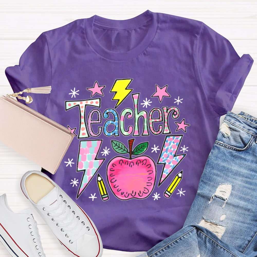 Teacher Cartoon Pattern T-shirt